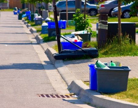 Professional waste removal team handling business waste